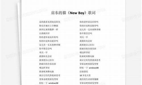 new boy房东的猫歌词含义_newboy歌词房东的猫